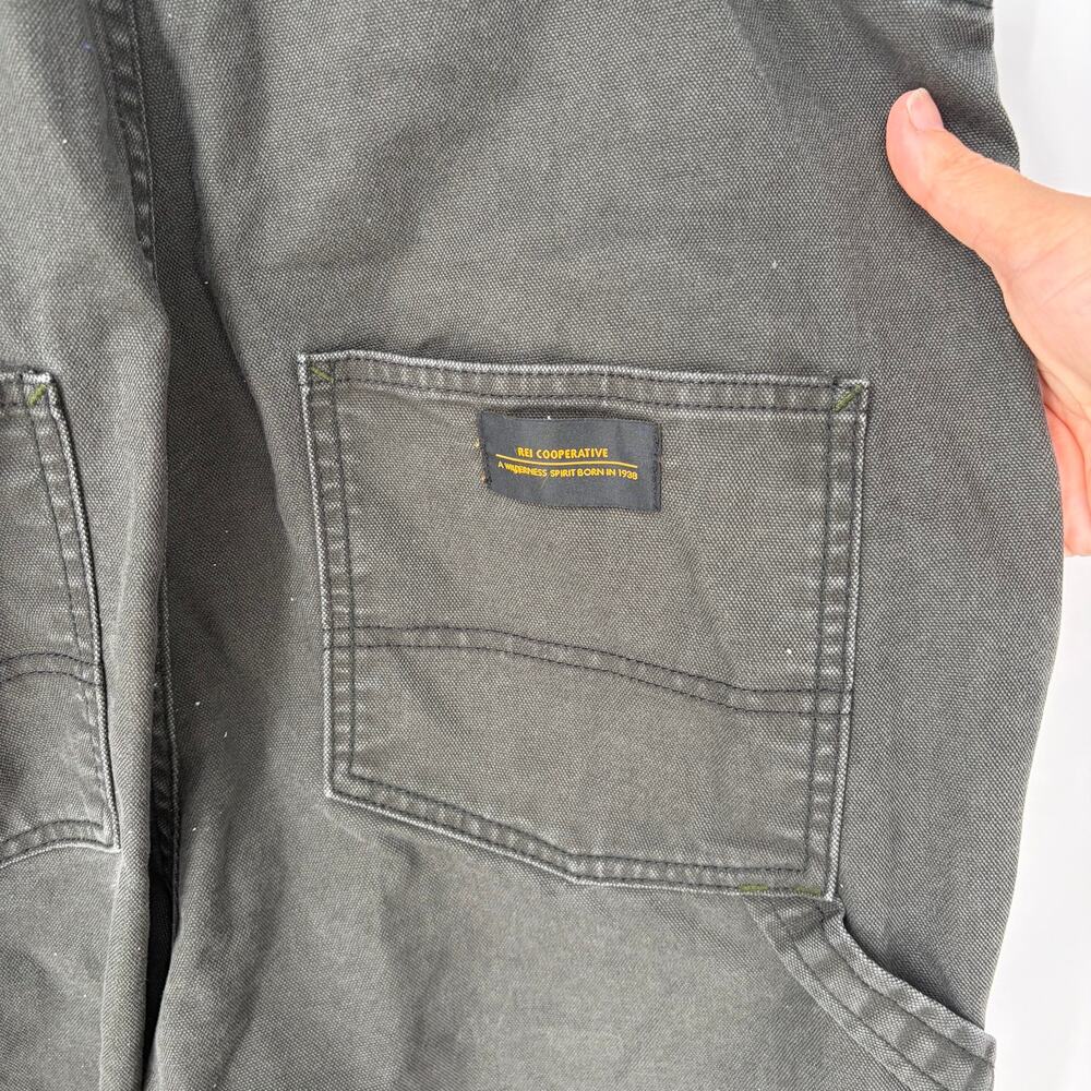 REI Co-op Trailsmith Workwear Overalls Double Knee Green Gray Women's 8 - Picture 6 of 10